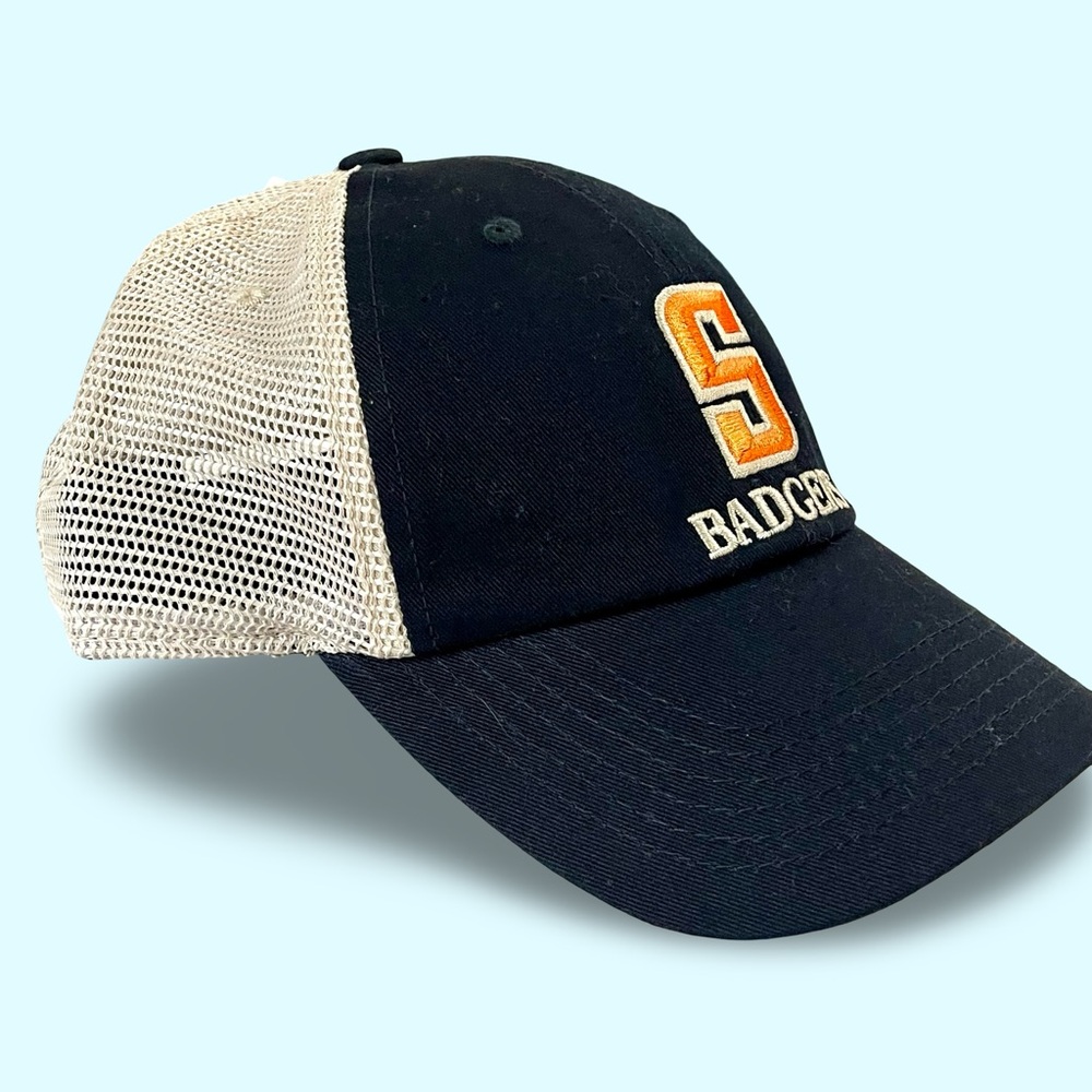 Utah Snow College Badgers Mesh SnapBack Trucker Style Cap O/S Blue and Beige